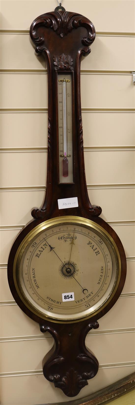 A Victorian mahogany wheel barometer W.31cm